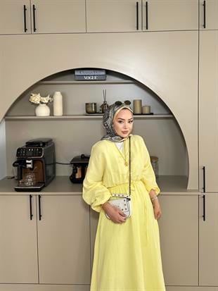 Dean Müslin Elbise Papatya(KEMERSİZ)