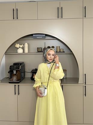 Dean Müslin Elbise Papatya(KEMERSİZ)