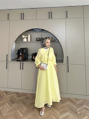 Dean Müslin Elbise Papatya(KEMERSİZ)