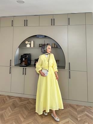 Dean Müslin Elbise Papatya(KEMERSİZ)