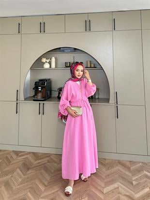 Dean Müslin Elbise Pembe