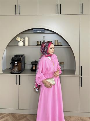 Dean Müslin Elbise Pembe