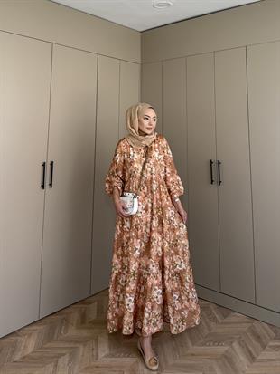 Defne Pamuk Vual Elbise Kahve