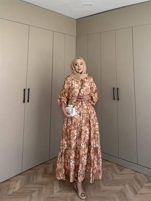 Defne Pamuk Vual Elbise Kahve