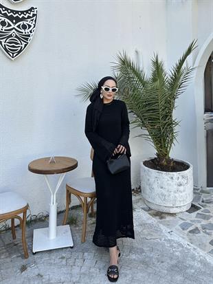 Mia Fileli Elbise Siyah