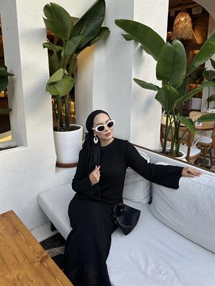 Mia Fileli Elbise Siyah