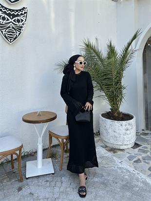 Mia Fileli Elbise Siyah