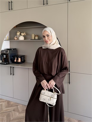 Delta Oysh Pantolonlu Takım Kahve (4552)