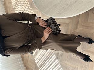 Kumsal Keten Elbise Acı Kahve