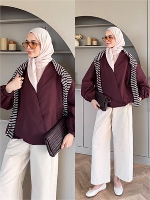 Derev Düğmeli Bomber Ceket Bordo (4557)