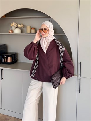 Derev Düğmeli Bomber Ceket Bordo (4557)