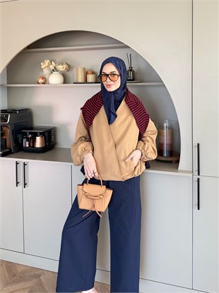 Derev Düğmeli Bomber Ceket Camel (4557)