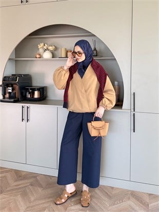 Derev Düğmeli Bomber Ceket Camel (4557)
