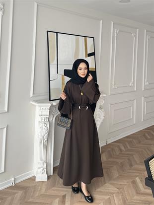 Desni İki İplik Elbise Acı Kahve