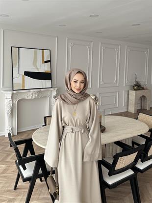 Desni İki İplik Elbise Bej