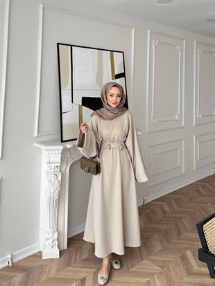 Desni İki İplik Elbise Bej