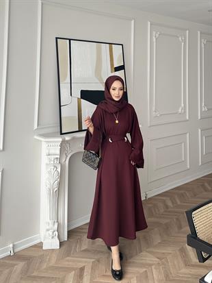 Desni İki İplik Elbise Bordo