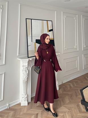 Desni İki İplik Elbise Bordo