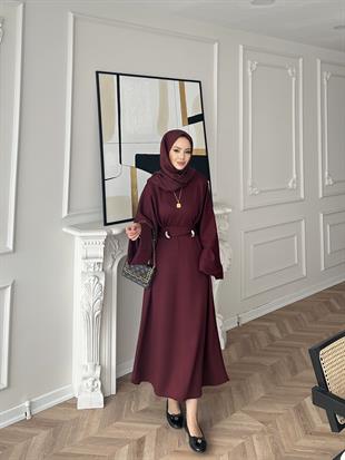 Desni İki İplik Elbise Bordo
