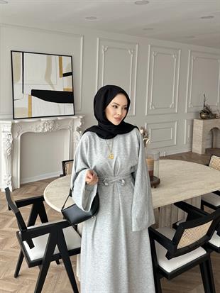 Desni İki İplik Elbise Melanj Gri