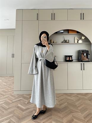 Desni İki İplik Elbise Melanj Gri