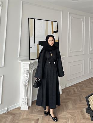 Desni İki İplik Elbise Siyah