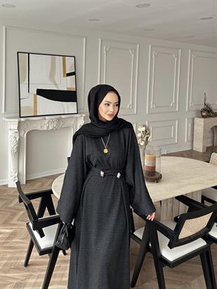 Desni İki İplik Elbise Siyah