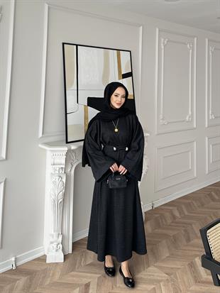 Desni İki İplik Elbise Siyah