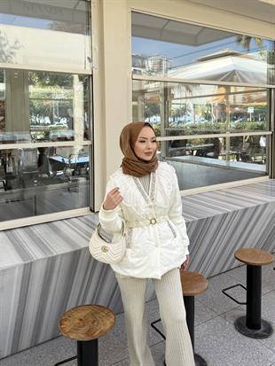 Diamond İthal Kapitone Mont Ekru