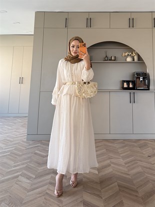 Diana Düğmeli Etekli Takım Bej (5723)