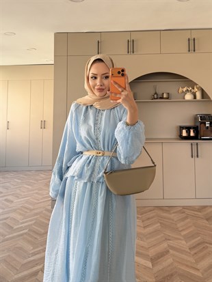 Diana Düğmeli Etekli Takım Mavi (5723)