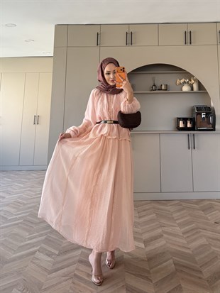 Diana Düğmeli Etekli Takım Pembe (5723)