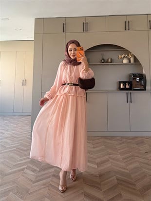 Diana Düğmeli Etekli Takım Pembe (5723)