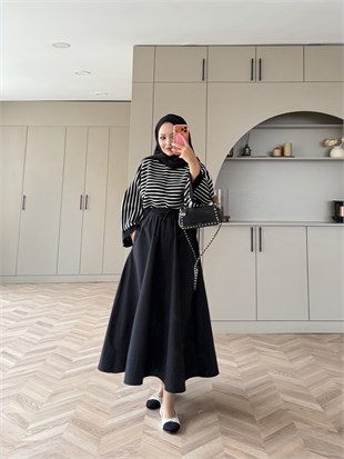 Diba Poplin Etek Siyah (004)