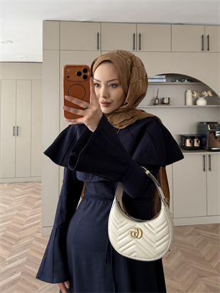 Dila Pelerinli Tensel Kot Elbise Lacivert (4415)