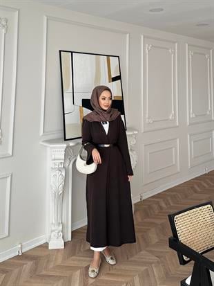 Dilay Triko Uzun Hırka Acı Kahve