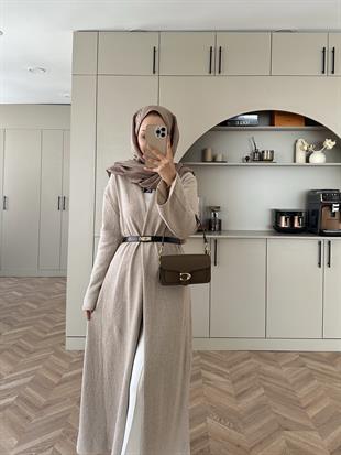 Dilay Triko Uzun Hırka Bej