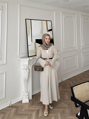 Dilay Triko Uzun Hırka Bej