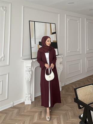 Dilay Triko Uzun Hırka Bordo