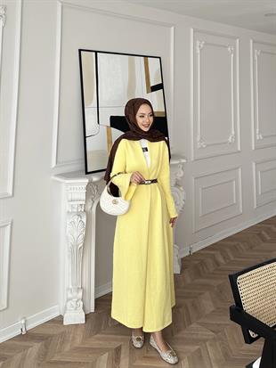 Dilay Triko Uzun Hırka Sarı