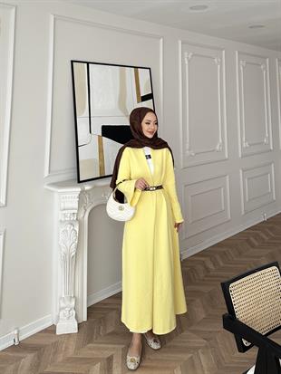 Dilay Triko Uzun Hırka Sarı
