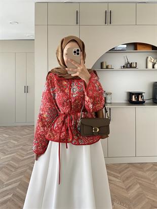 Doa Kapitone Ceket Kırmızı