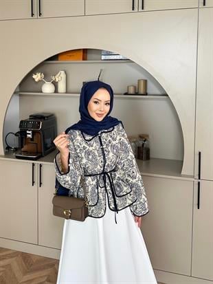 Doa Kapitone Ceket Lacivert