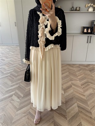 Dolly Etekli Takım Siyah Bej (5789)