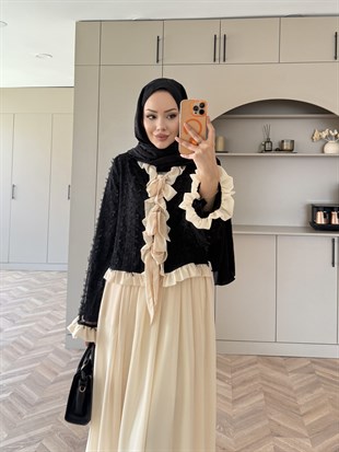 Dolly Etekli Takım Siyah Bej (5789)