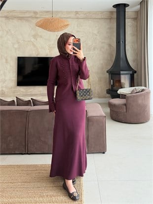 Dora Çıtçıt Detaylı Etekli Takım Mürdüm (503)