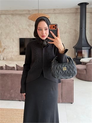 Dora Çıtçıt Detaylı Etekli Takım Siyah (503)