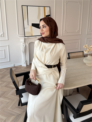 Dosha Düğüm Detaylı Modal Elbise Bej (3016)
