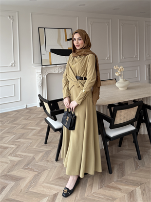 Dosha Düğüm Detaylı Modal Elbise Haki (3016) 