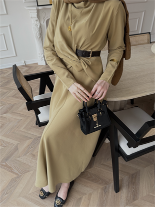 Dosha Düğüm Detaylı Modal Elbise Haki (3016) 